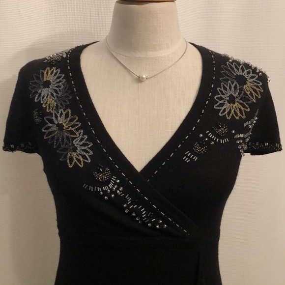 NWT Nanette Lepore size S black knit beaded dress - Picture 3 of 8